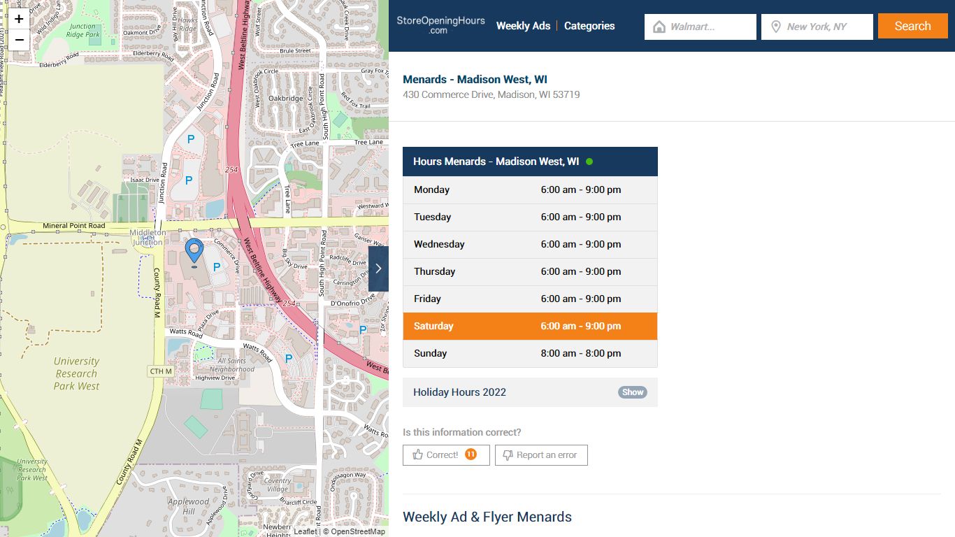 Menards - Madison West, WI - Hours & Weekly Ad